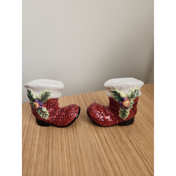 Fitz & Floyd "Santa Boots" Salt & Pepper Shakers w/ Original Box - Picture 4 of 8